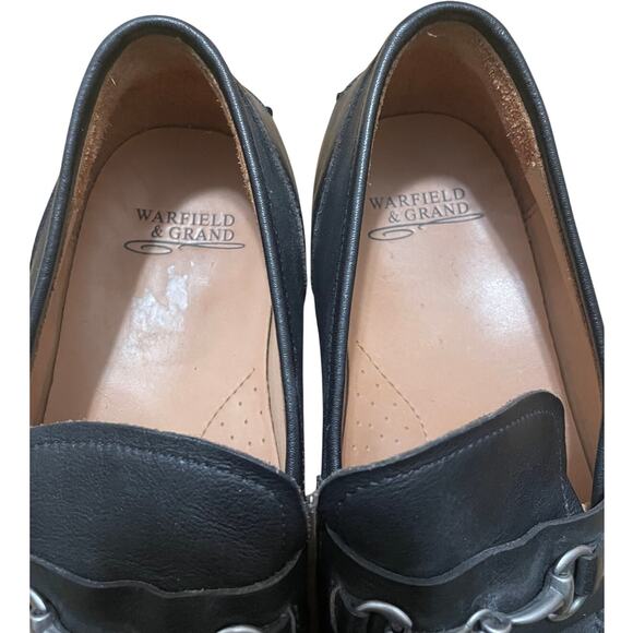 Warfield & Grand Mens 9.5 Black Leather Horsebit Loafers Quiet Luxury Dress Shoe - Picture 3 of 9
